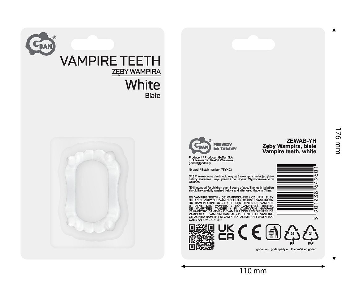 Vampire teeth, white