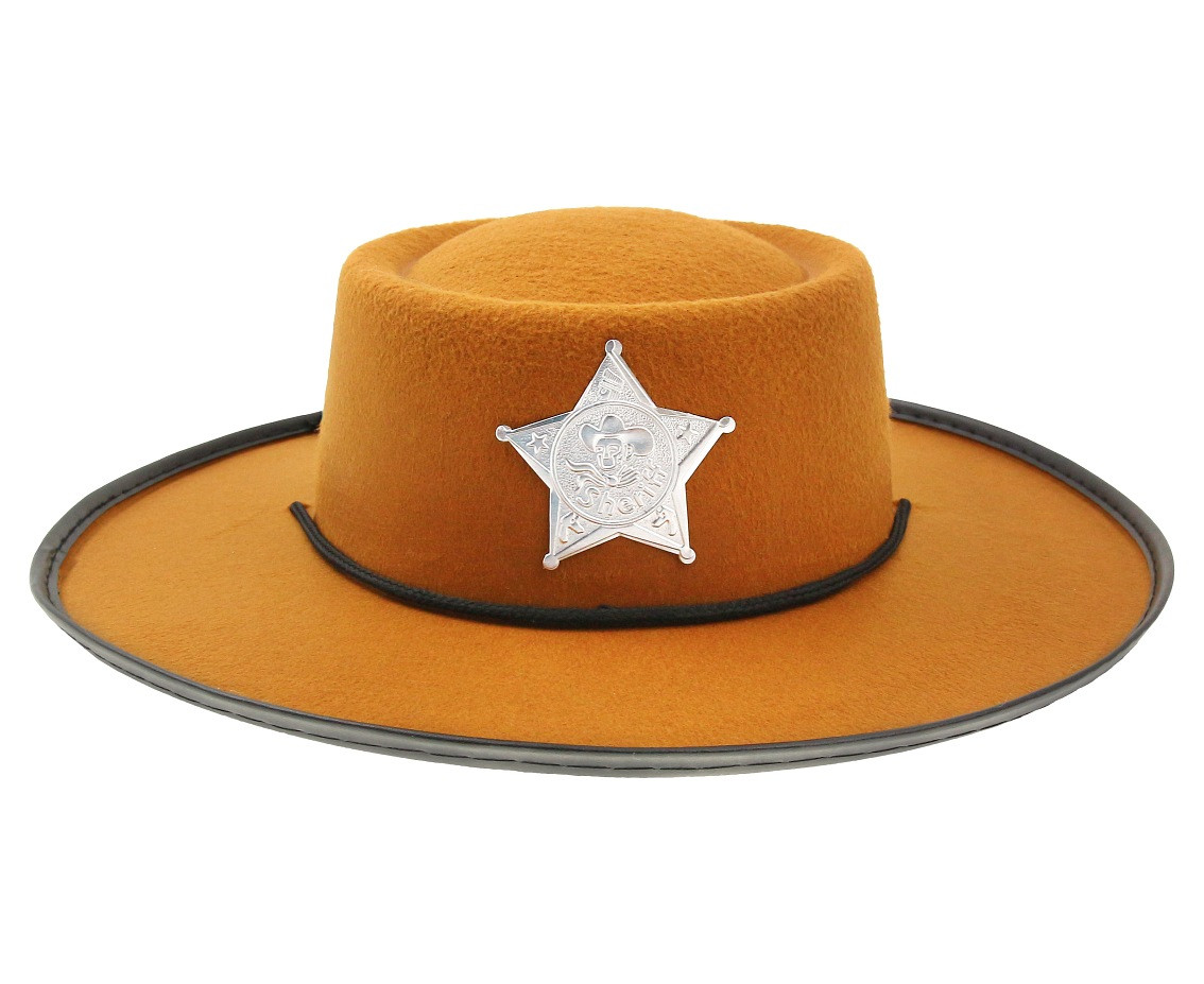Cowboy hat with star, brown, size S
