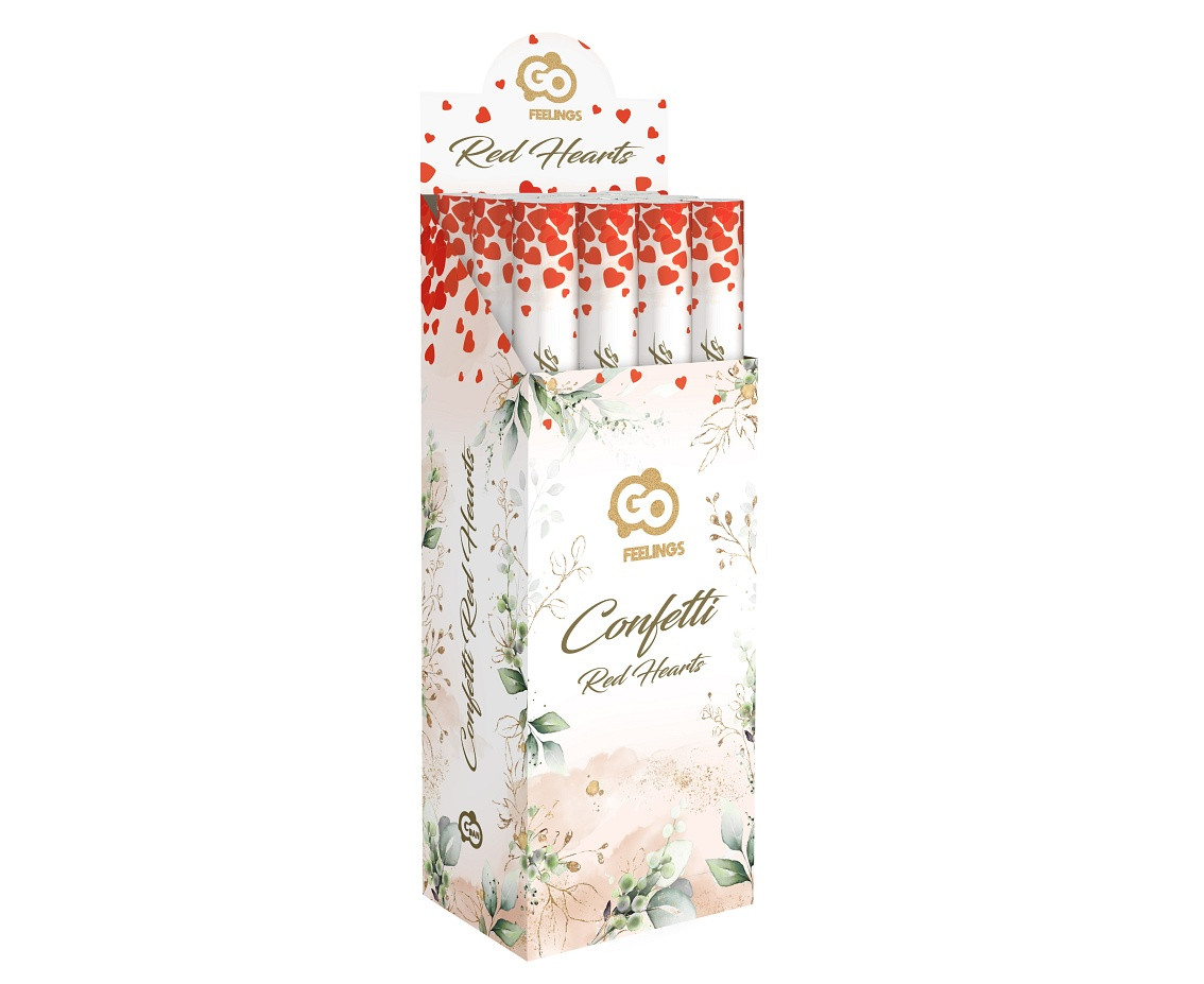 Confetti Cannon - red paper hearts / 60 cm