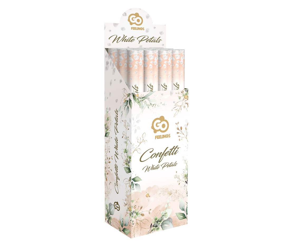 Confetti Cannon Rose Petals, textile, white / 60 cm