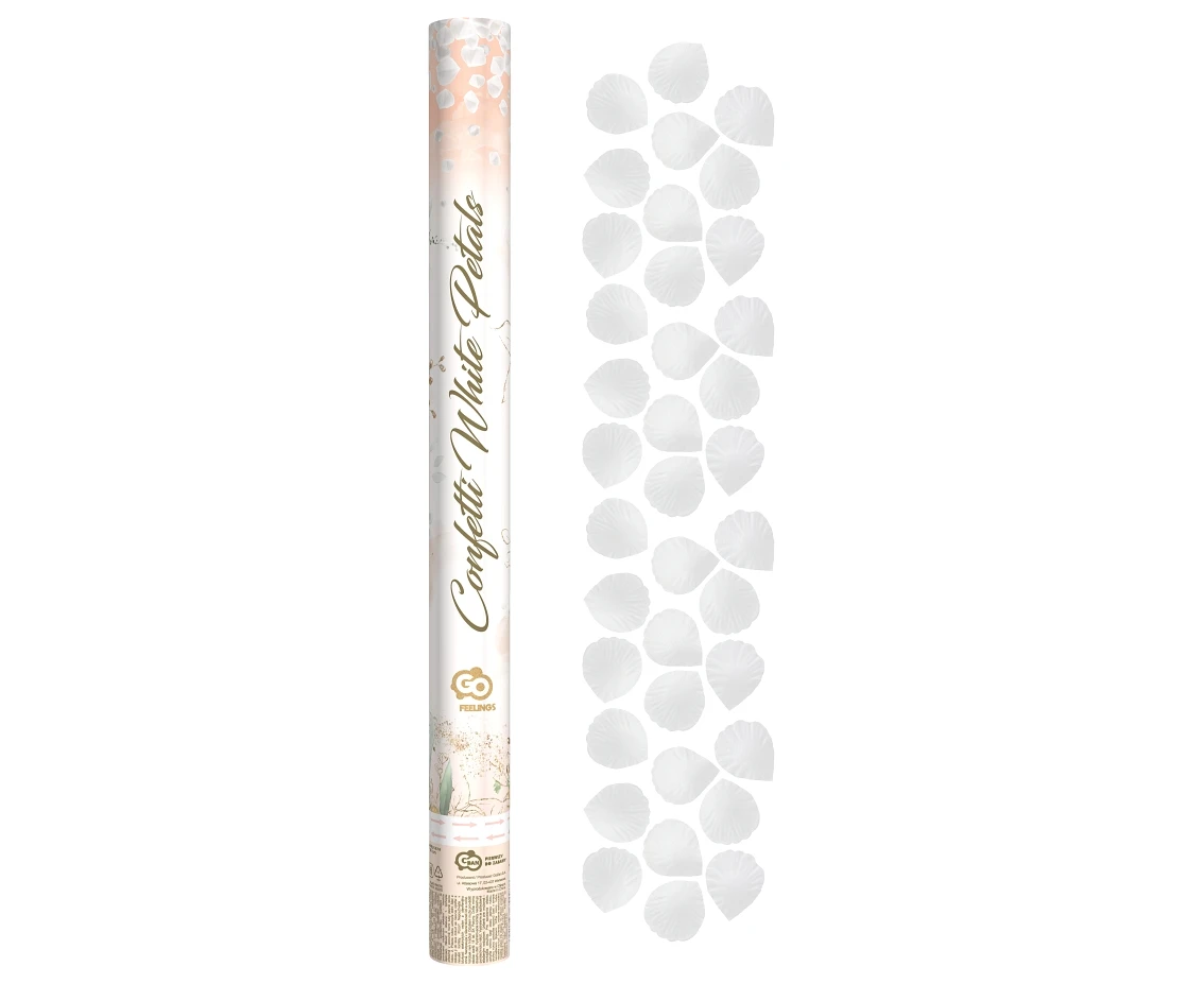 Confetti Cannon Rose Petals, textile, white / 60 cm