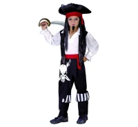 Pirate Captain role-play set for kids (shirt with vest, pants with belt, booth legs, hat), size 120/130 cm