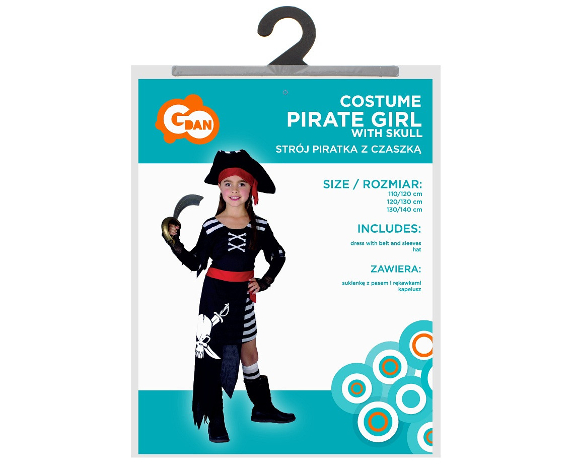 Pirate role-play set for kids (dress with belt, sleeves, hat), size 110/120 cm