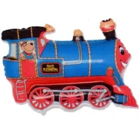 Foil balloon 14" FX - Train (blue),  unpacked (flat)