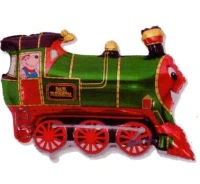 Foil balloon 14" FX - Train (green),  unpacked (flat)