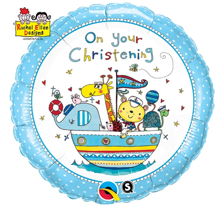Balon foliowy 18" QL CIR "On Your Christening (niebieski)" KK