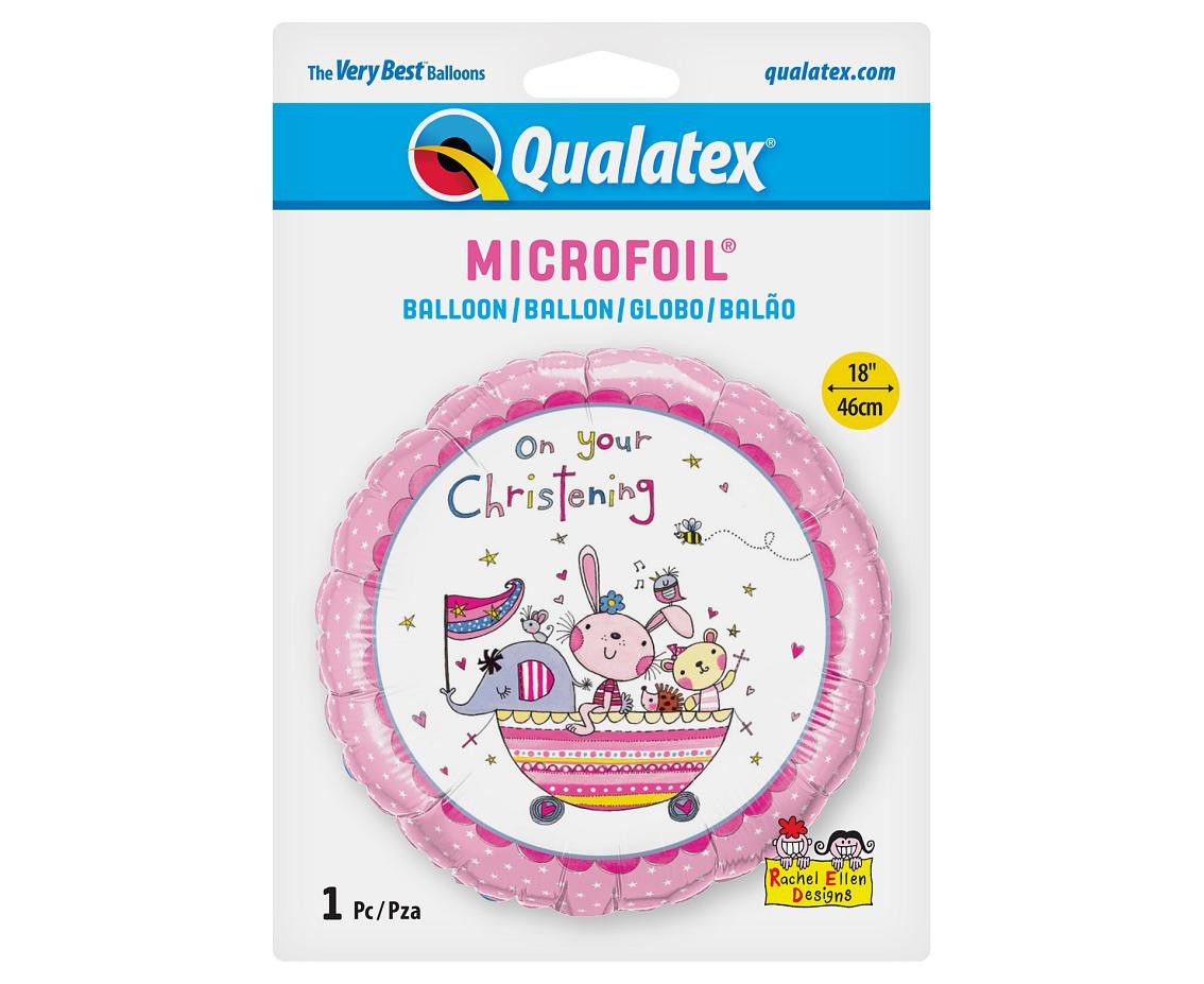 Balon foliowy 18" QL CIR "On Your Christening (różowy)" KK