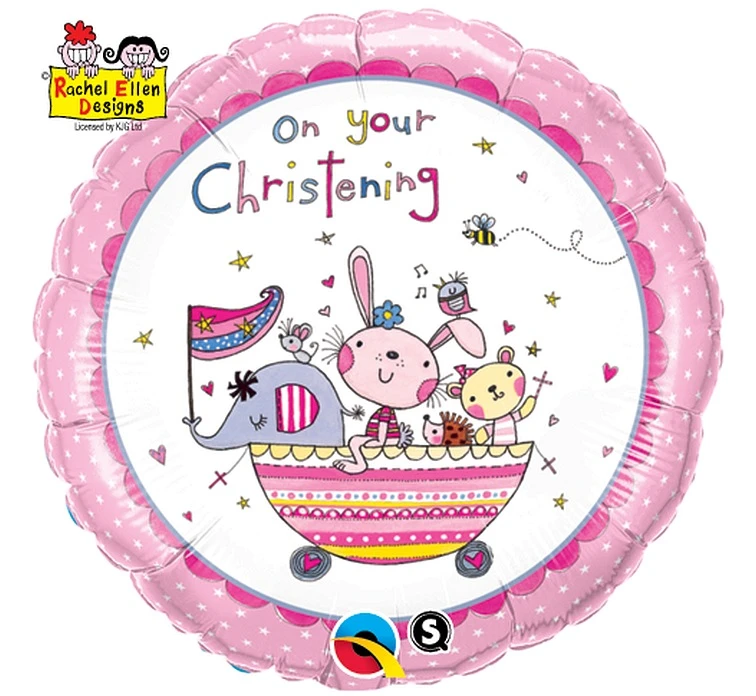 Balon foliowy 18" QL CIR "On Your Christening (różowy)" KK