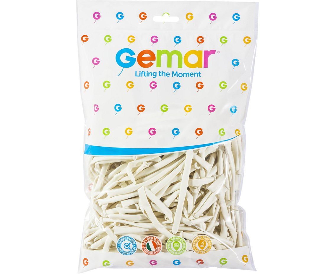 Balloons Gemar, modelling balloon type 160, white, 100pcs