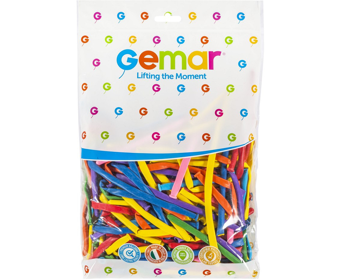 Balloons Gemar, modelling balloon type 160, mix, 100pcs
