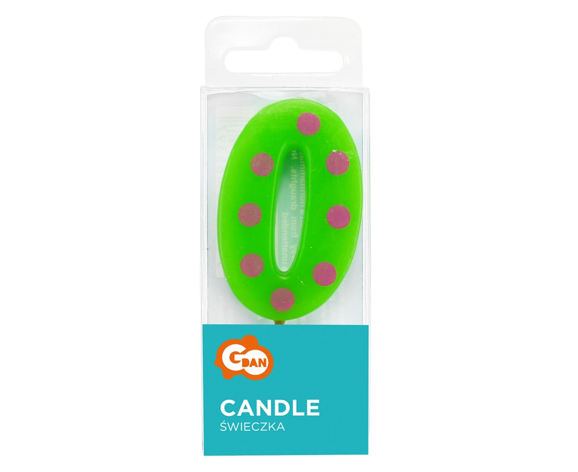 Pick candle "Dots" with digit "0", 6 cm EOL