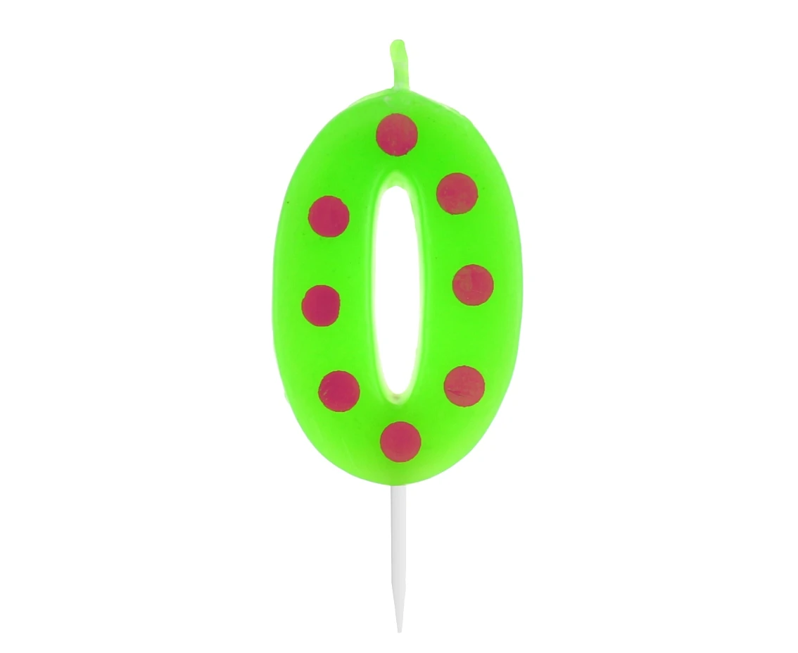 Pick candle "Dots" with digit "0", 6 cm EOL