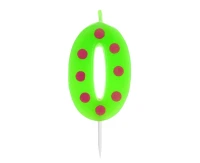 Pick candle "Dots" with digit "0", 6 cm EOL