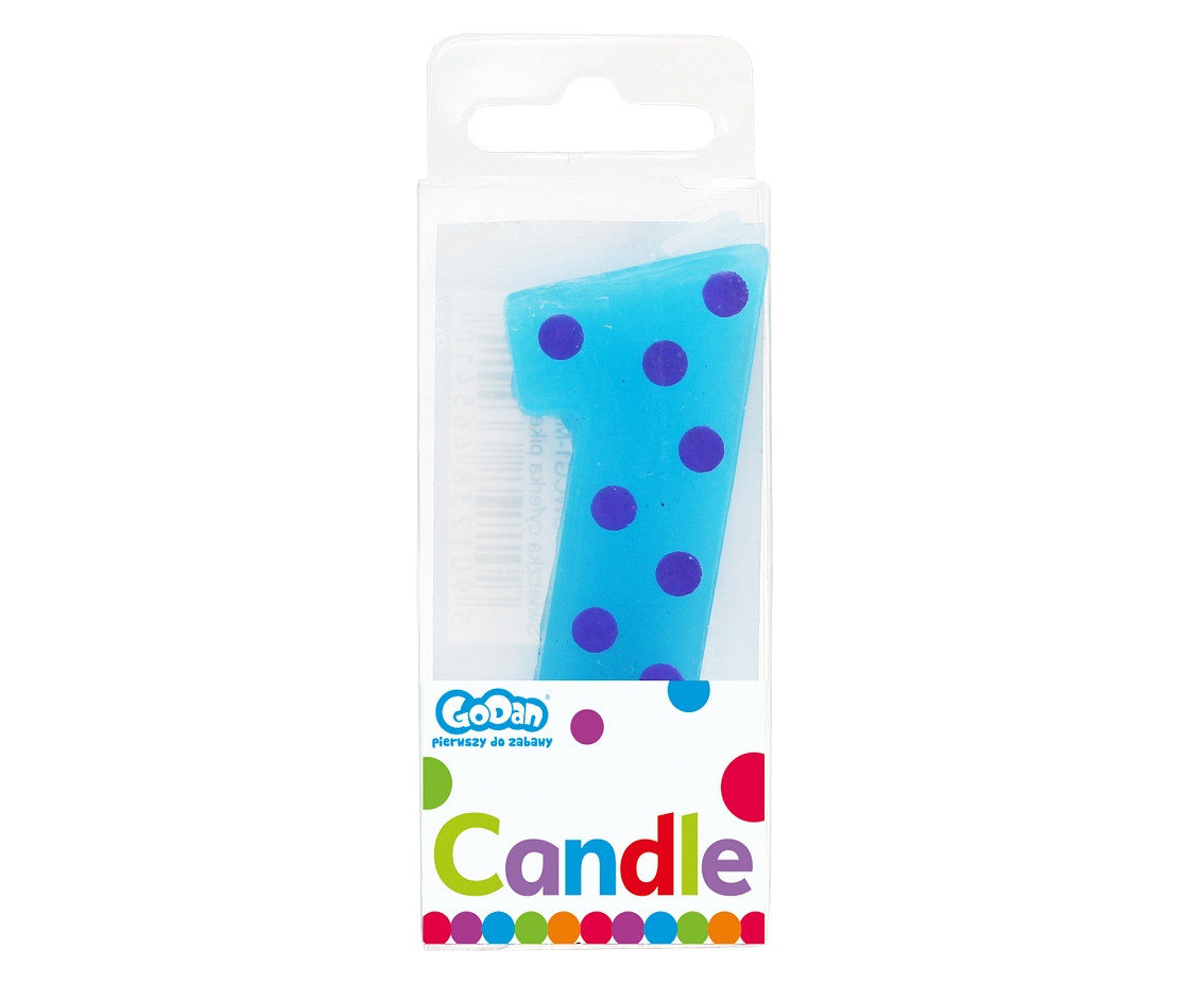 Pick candle "Dots" with digit "1", 6 cm EOL