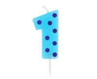 Pick candle "Dots" with digit "1", 6 cm EOL