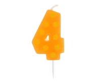 Pick candle "Dots" with digit "4", 6 cm EOL
