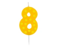 Pick candle "Dots" with digit "8", 6 cm EOL
