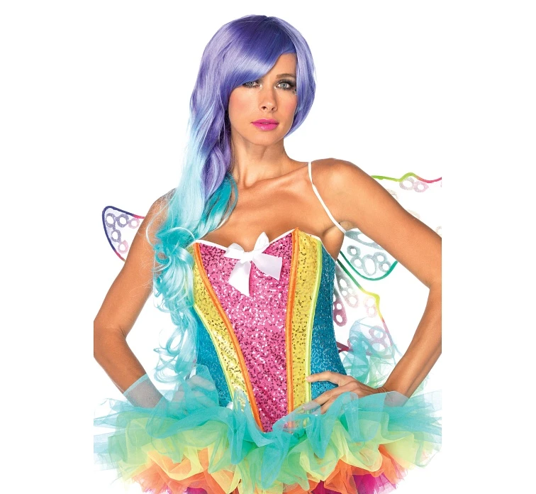 Rainbow sequin corset with support boning, size M EOL