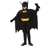 Bat Hero role-play set (jumpsuit with muscles, belt, cape with hood), size 130/140