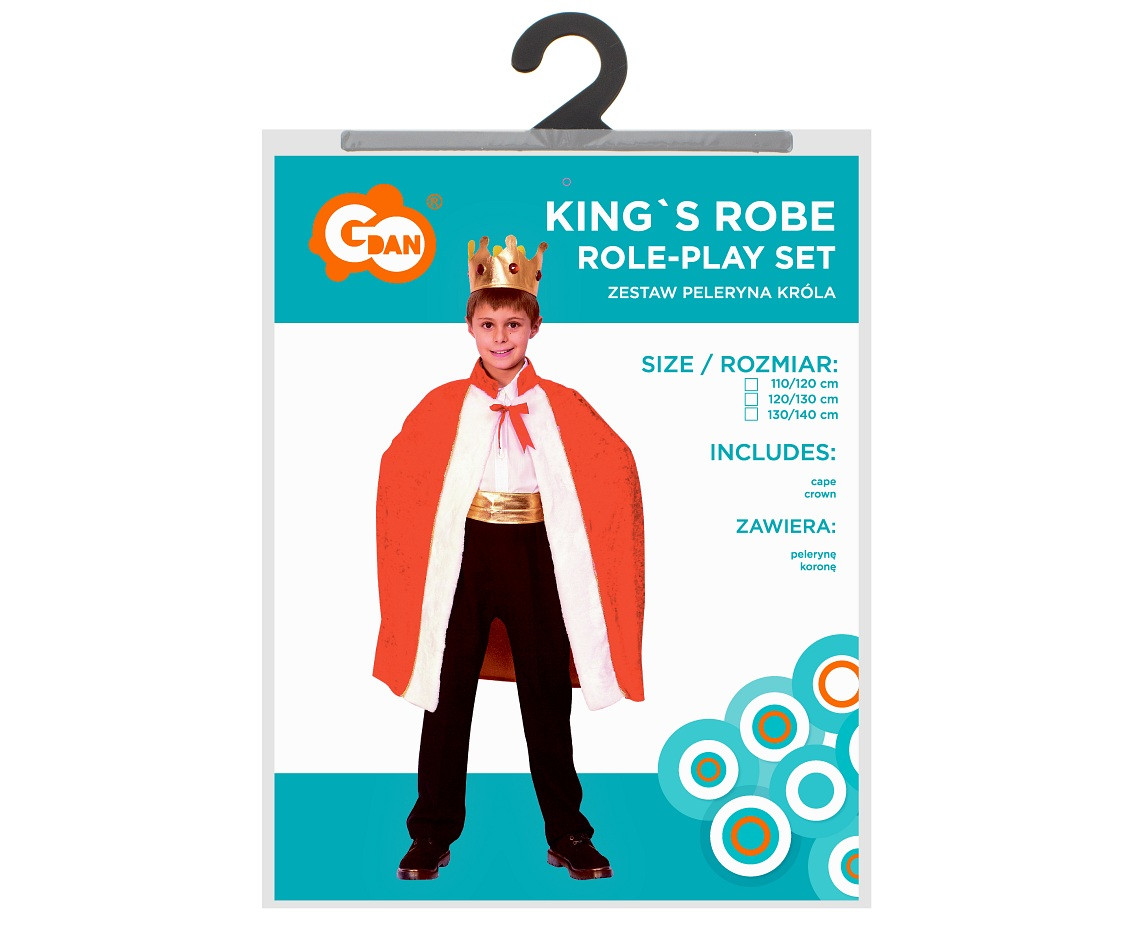 King`s role-play set for kids (cape, crown), size 110/120 cm
