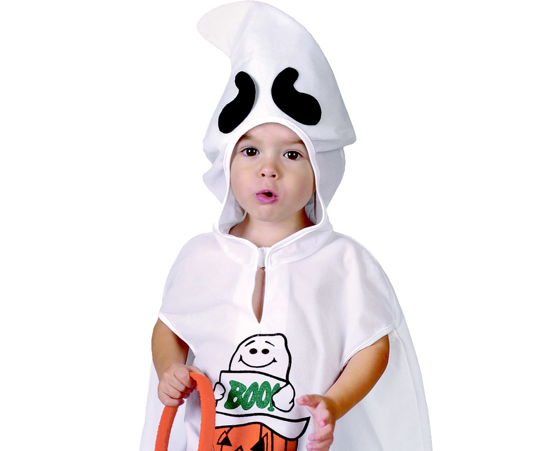 Little Ghost role-play set for kids (cape with hood, pumpkin bag), size 92/104 cm