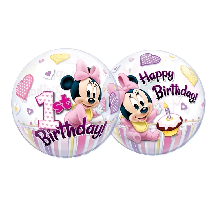 Balon foliowy 22" QL Bubble Poj. Minne Mouse 1 Urodziny ST ASORT KK