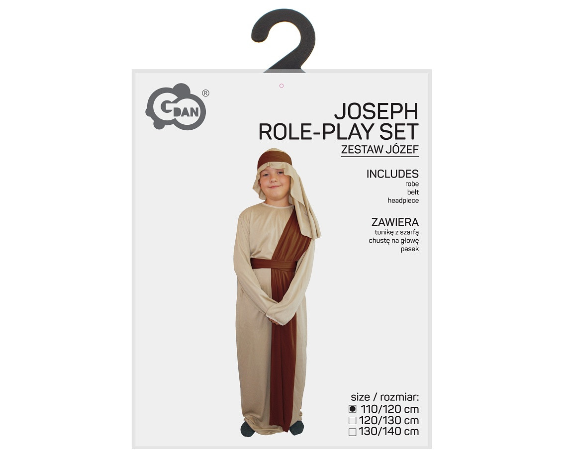 Joseph role-play set for kids (robe, belt, headpiece), size 110/120cm