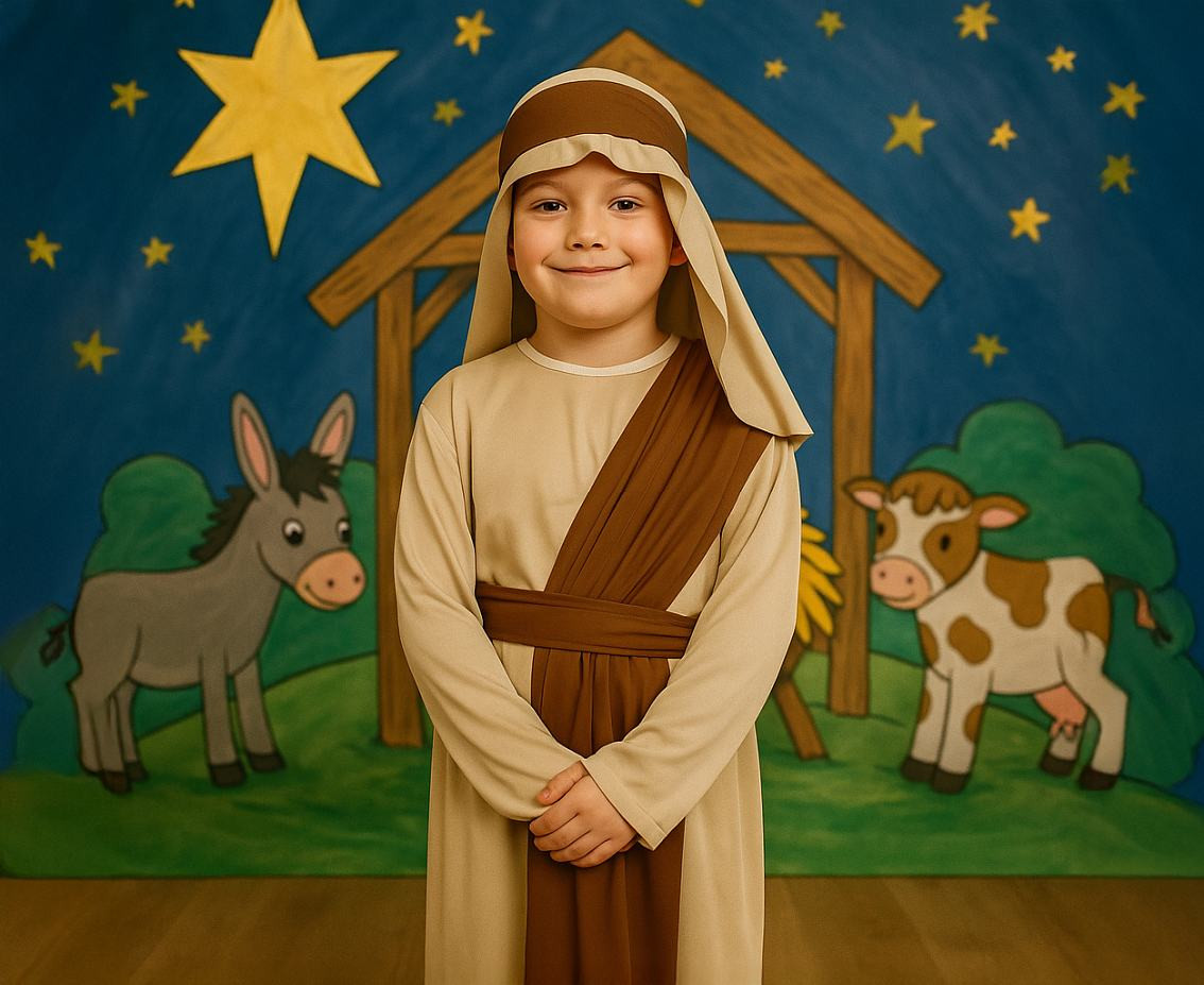 Joseph role-play set for kids (robe, belt, headpiece), size 120/130 cm