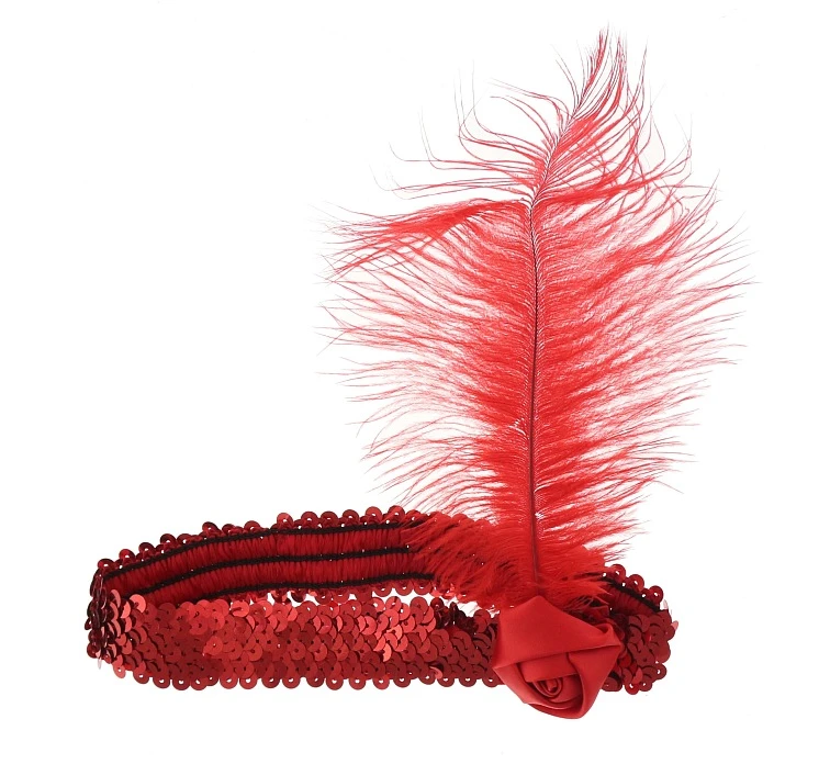 Headband with feather "Retro" (red)