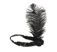 Headband with feather "Retro" (black)