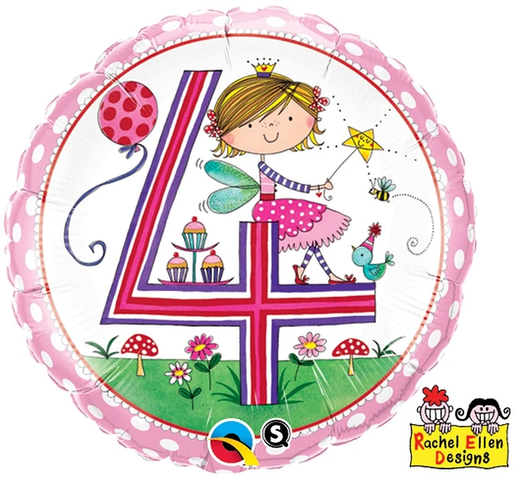 Balon foliowy 18" QL CIR "4 dla dziewczynki" ST ASORT KK