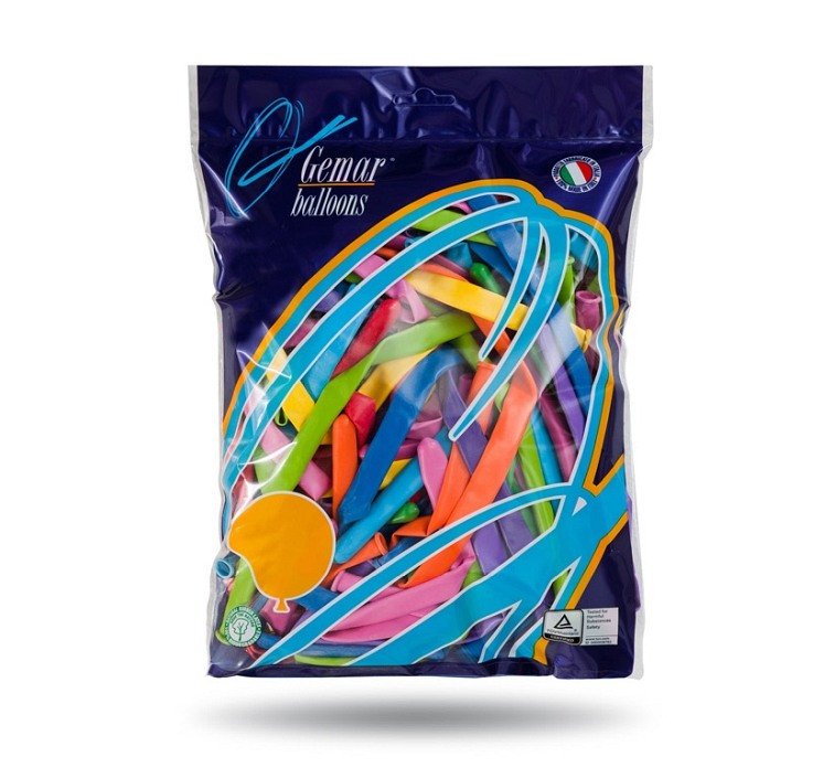 Balloons Gemar, modelling balloon, type 350, mix, 100pcs