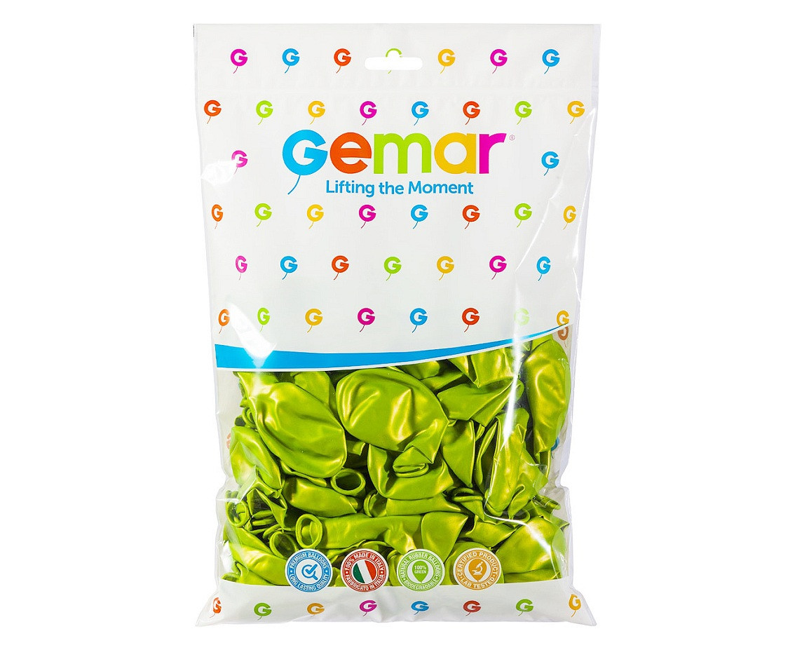 Balloons Gemar 12", metallic pistachio, 100pcs EOL