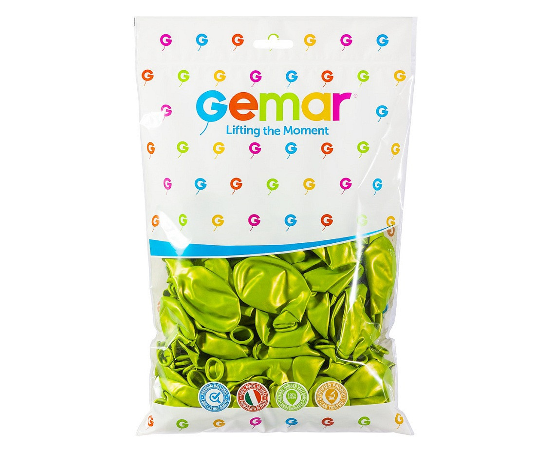 Balloons Gemar 10", metallic pistachio, 100pcs