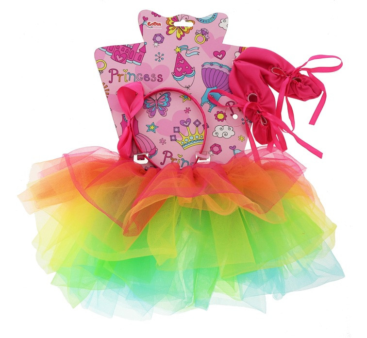 "Rainbow Ballerina" Set (headband, shoes, skirt)