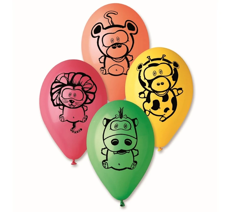 Balloons Gemar 12", pastel premium "jungle animals", 5pcs