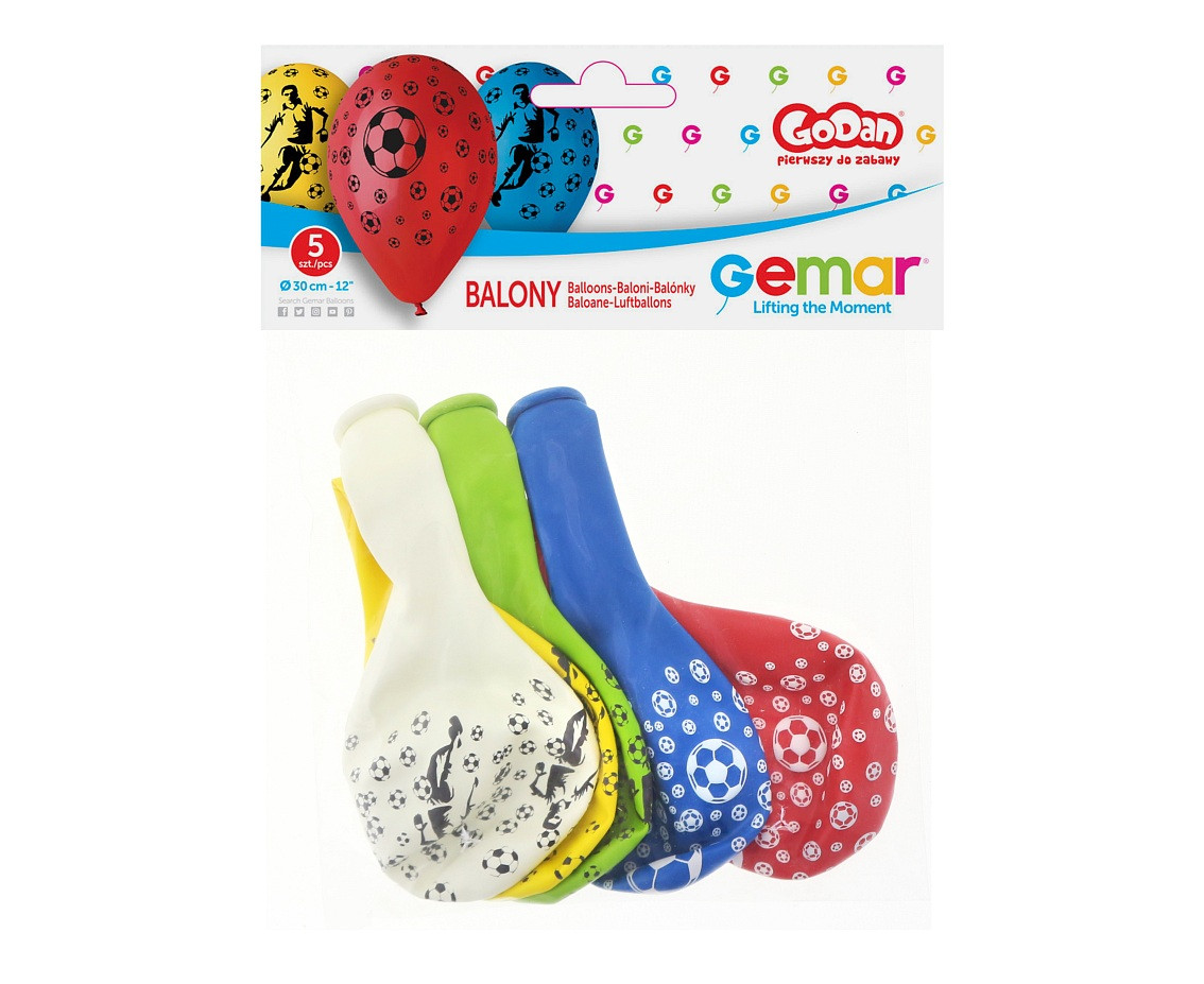 Balloons Gemar 12", pastel premium football, 5pcs