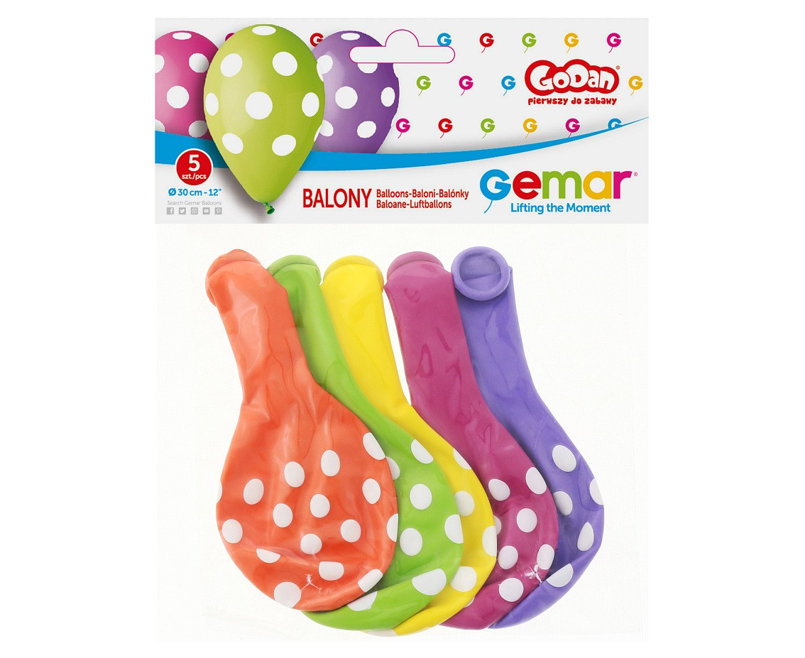 Balloons Gemar 12", pastel premium dots, 5pcs