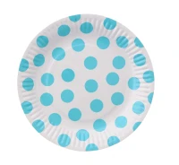 Paper plate "Polka dot blue",18 cm 6 pcs EOL