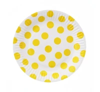 Paper plate "Polka dot yellow",18 cm 6 pcs