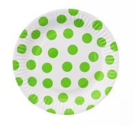 Paper plate Polka dot green,18 cm, 6 pcs