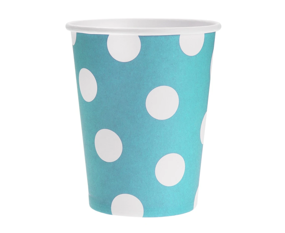 Paper cups Polka Dot, blue, 250 ml /  6 pcs