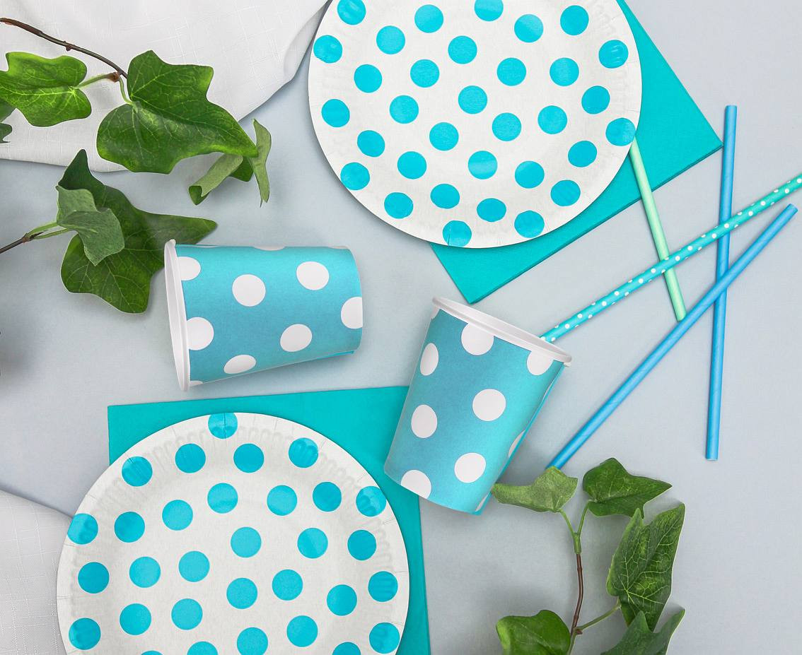 Paper cups Polka Dot, blue, 250 ml /  6 pcs