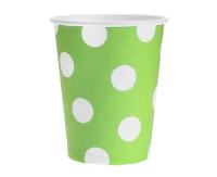 Paper Cups Polka Dots, green, 270 ml / 6 pcs