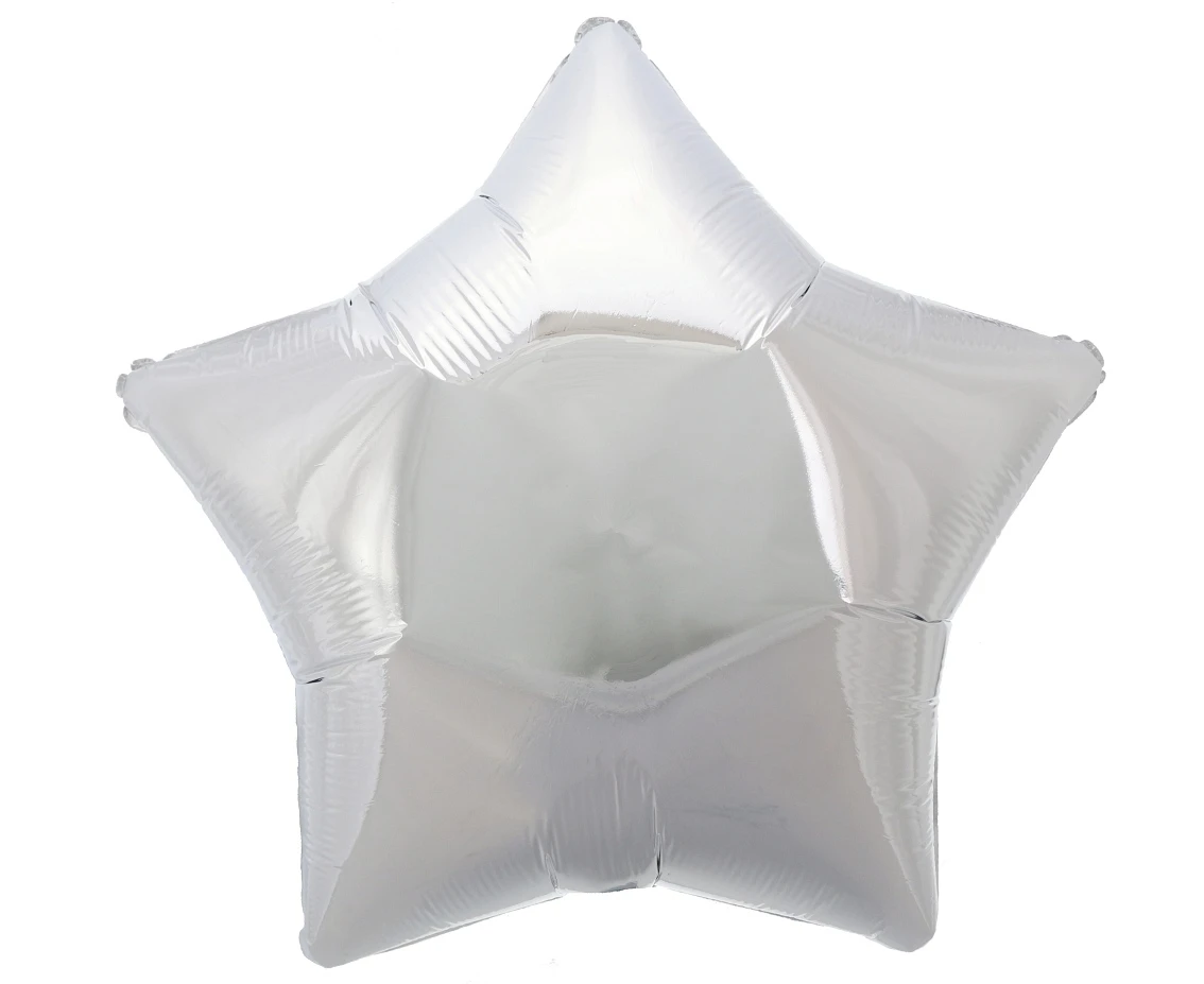 JUMBO FX foil balloon - Star (silver),  unpacked (flat)
