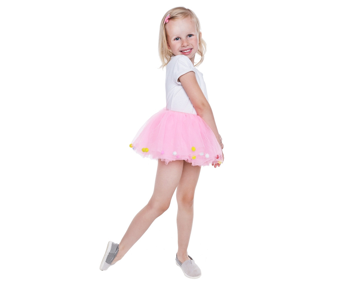 Children Tutu Skirt, pink with balls, 3 years up