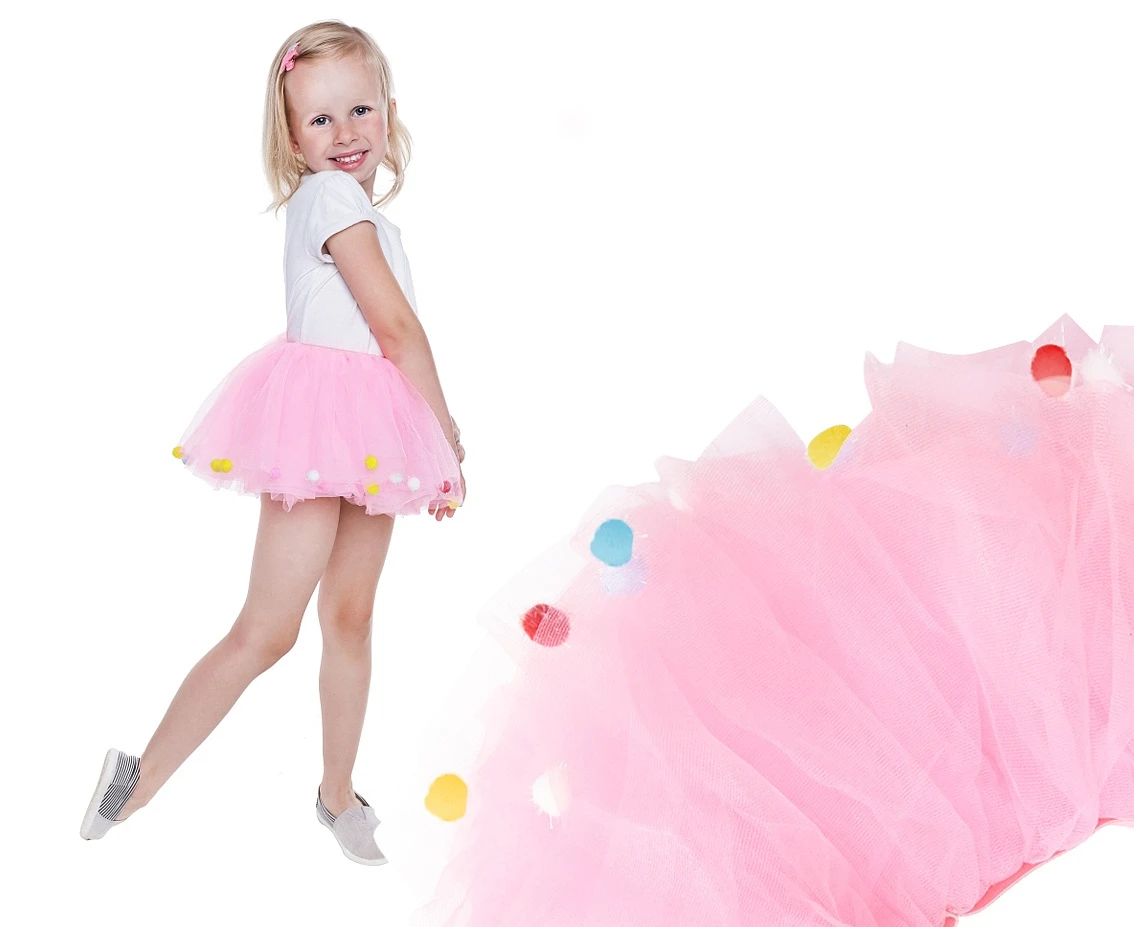 Children Tutu Skirt, pink with balls, 3 years up