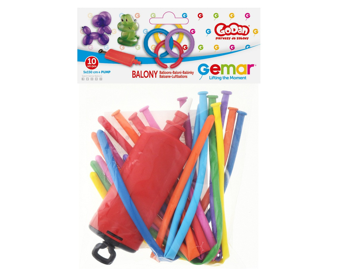 Balony Gemar, pastel premium do modelowania z pompką, 10szt.