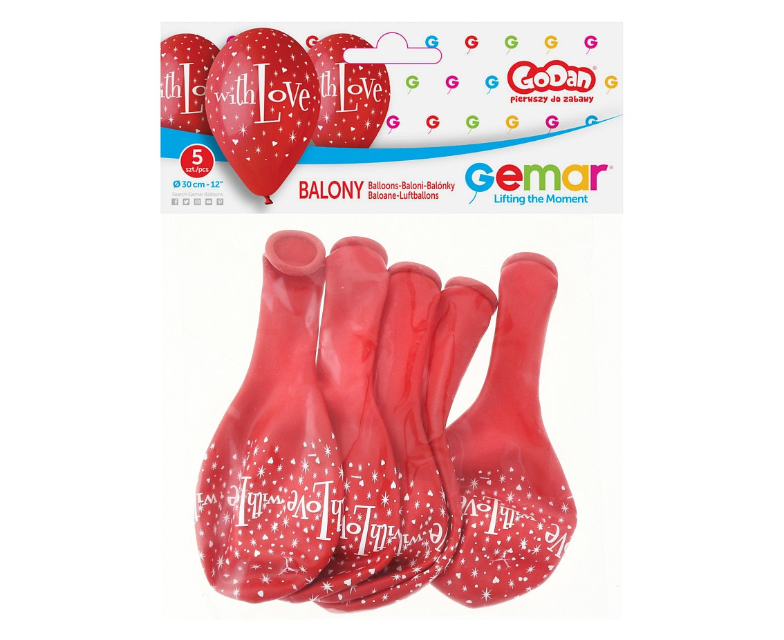Balloons Gemar 12", pastel premium "with love", 5pcs