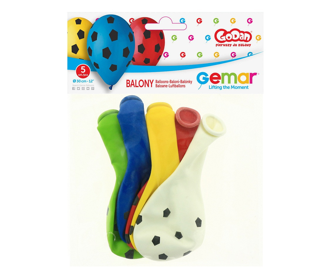 Balony Gemar 12", pastel premium piłka nożna, 5szt.